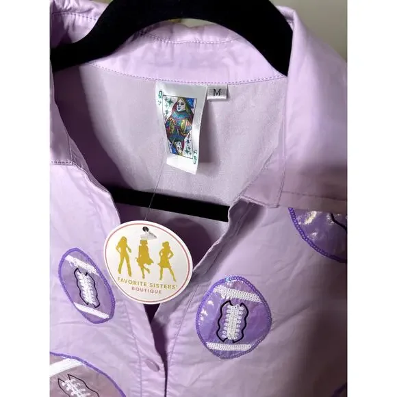 Queen of Sparkles Lavender Iridescent Football Romper size M medium - Picture 3 of 4